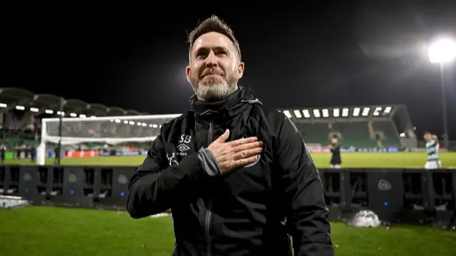 Shamrock Rovers manager Stephen Bradley acknowledges the crowd