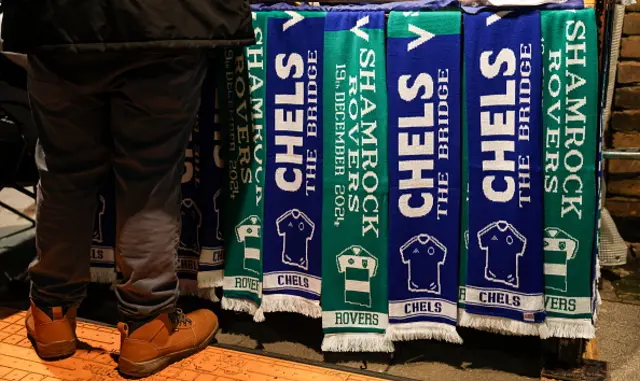 Half and half scarfs are seen for sale