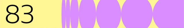 The number 83 is show on a yellow background beside purple circles of varying sizes