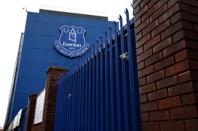 A picture of the Everton sign on Goodison Park