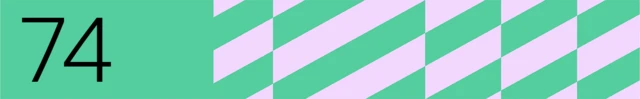 The number 74 is shown on a green background with pink rectangles