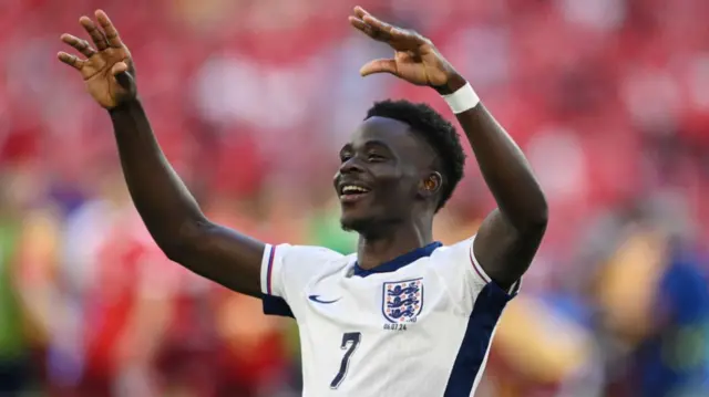Bukayo Saka playing for England