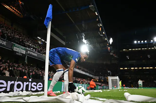 Christopher Nkunku of Chelsea prepares to take a corner kick