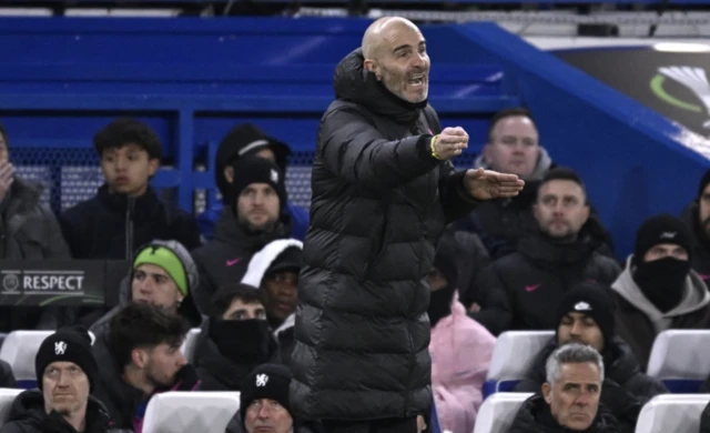 Enzo Maresca gestures on the touchline