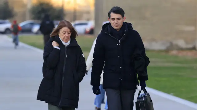 Gisèle Pelicot walking with her lawyer Stéphane Babonneau