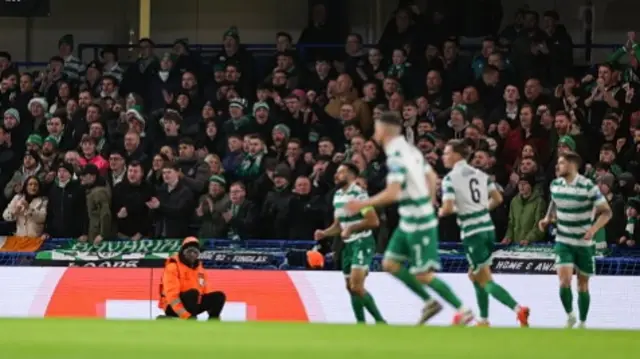 Shamrock Rovers fans look on