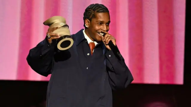 A$AP Rocky accepts the award for Cultural Innovator during The Fashion Awards 2024 presented by Pandora at Royal Albert Hall on December 02, 2024 in London, England.