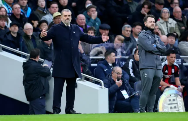 Ange Postecoglou with his arms open wide