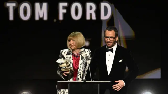 Anna Wintour and Tom Ford on stage