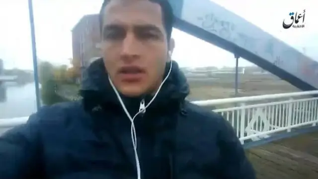 A blurred photo of Anis Amri, who carried out an attack on a Christmas market in Berlin in 2016