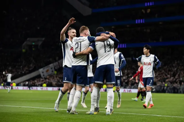 Tottenham players celebrate