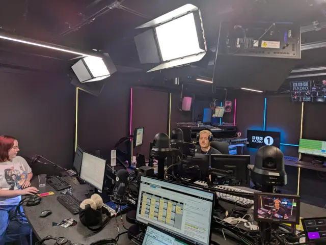 Jack Saunders in the Radio 1 studio