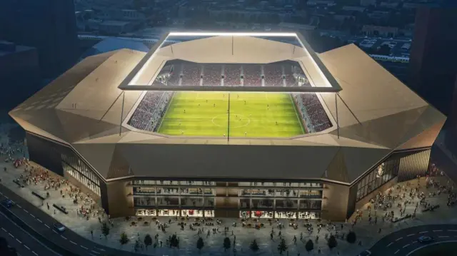 An artist's impression of Luton's new stadium