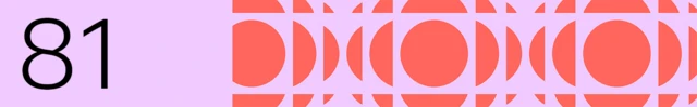 The number 81 is shown on a pink background with red circles and half circles