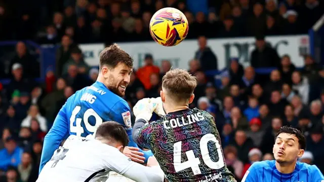 Callum Lang scores his third goal for Portsmouth against Coventry