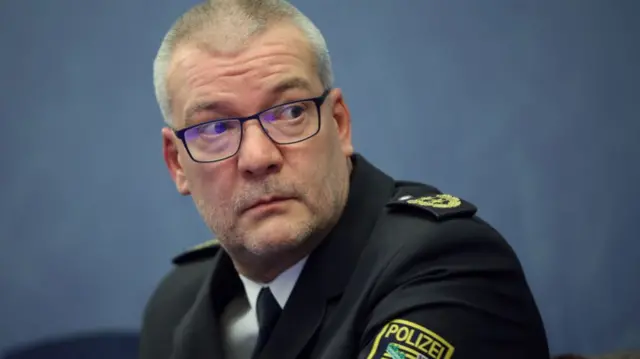 Director of the Magdeburg Police Inspectorate Tom-Oliver Langhans is pictured during a joint press conference in Magdeburg, eastern Germany