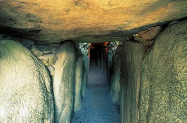 A long passageway made from stone