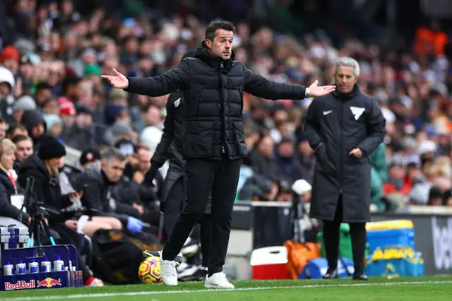 Marco Silva, Manager of Fulham reacts