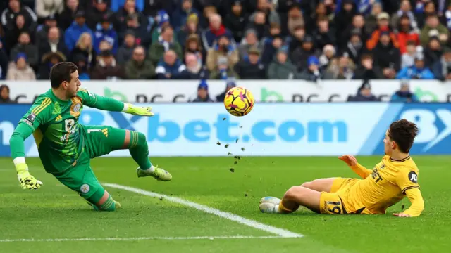 Wolverhampton Wanderers' Rodrigo Gomes scores