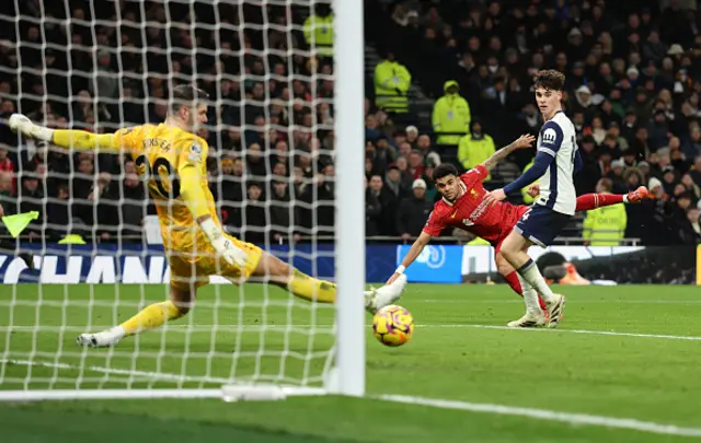 Luis Diaz of Liverpool scores