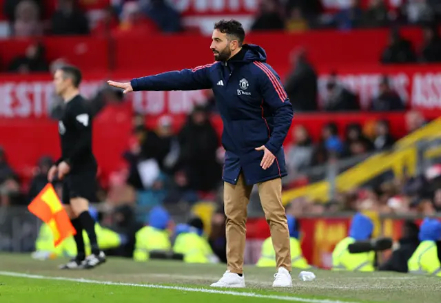 Ruben Amorim, Manager of Manchester United, gestures