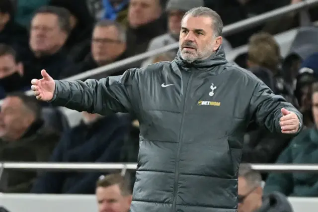 Ange Postecoglou gestures on the touchline