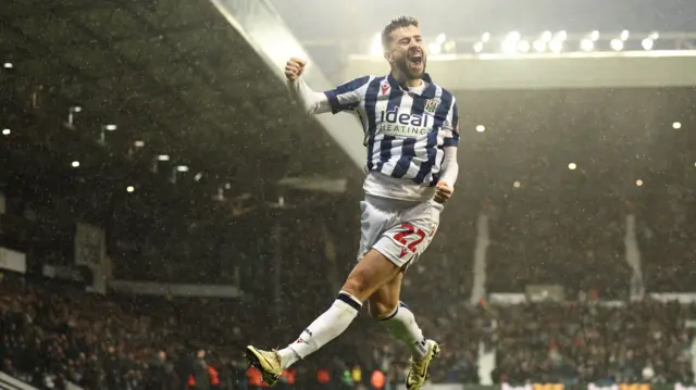 Mikey Johnstone celebrating scoring for West Brom