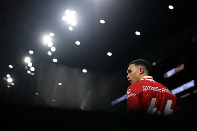 Trent Alexander-Arnold of Liverpool looks on