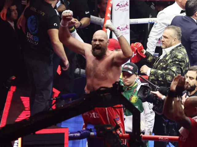 Tyson Fury celebrates