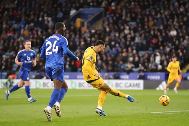 Matheus Cunha of Wolverhampton Wanderers scores