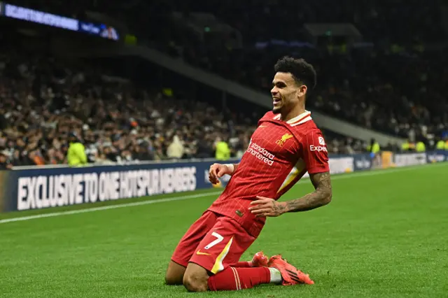 Luis Diaz celebrates after scoring