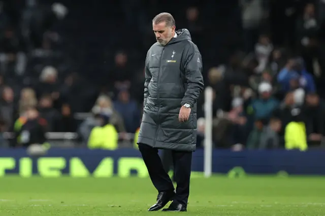 Ange Postecoglou the manager of Tottenham Hotspur looks down