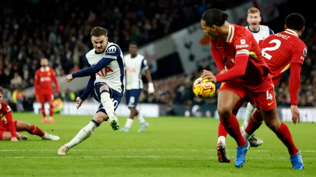 Tottenham Hotspur's James Maddison scores