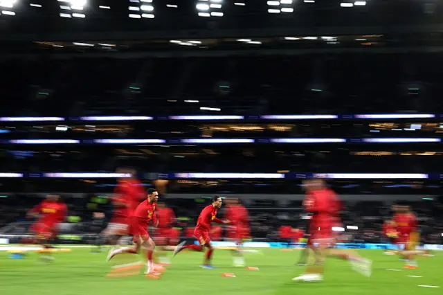 Virgil Van Dijk of Liverpool warms up prior