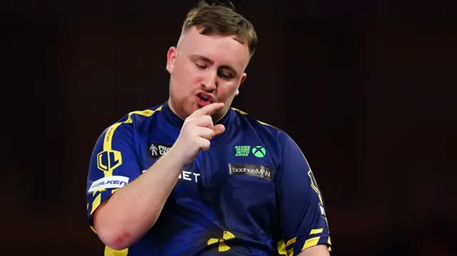 Luke Littler after narrowly missing a nine-darter