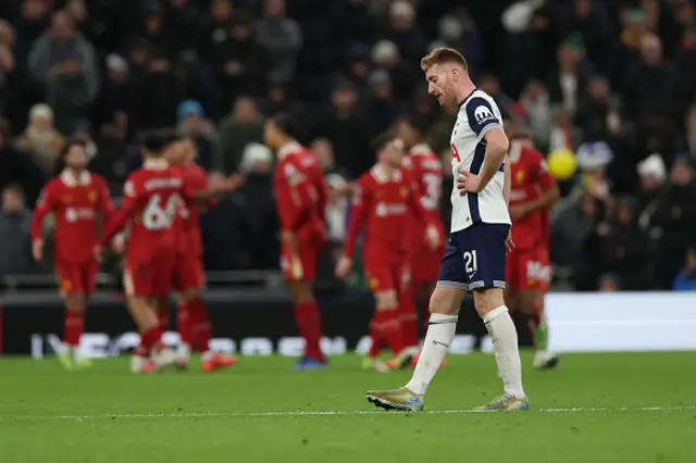 Dejan Kulusevski of Tottenham Hotspur shows dejection