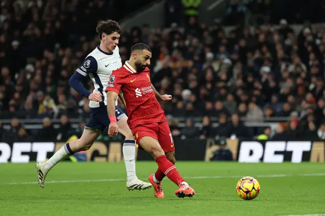 Mohamed Salah of Liverpool scores his team's fifth goal