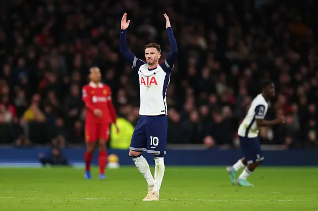 James Maddison of Tottenham Hotspur celebrates