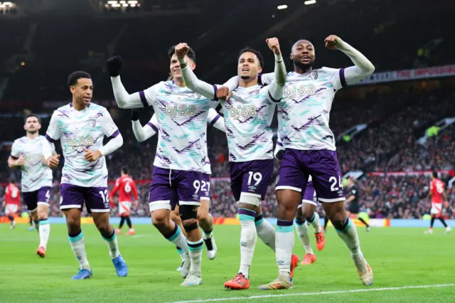 Bournemouth players celebrating against Manchester United