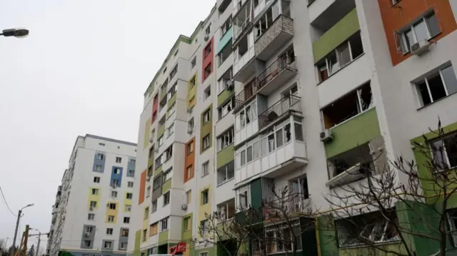 A damaged building in Kharkiv, Ukraine's second biggest city