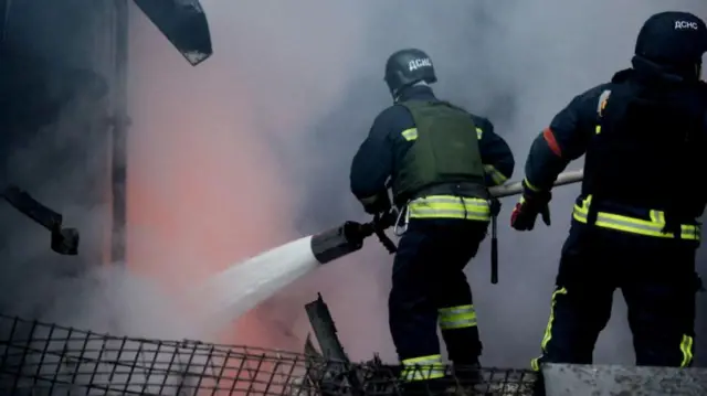 Firefighters in Dnipropetrovsk earlier