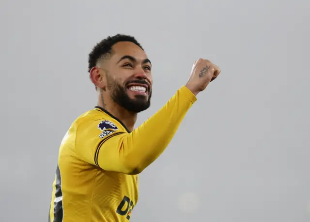 Wolverhampton Wanderers' Matheus Cunha celebrates scoring their first goal