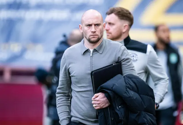 Hibs head coach David Gray arriving at Tynecastle