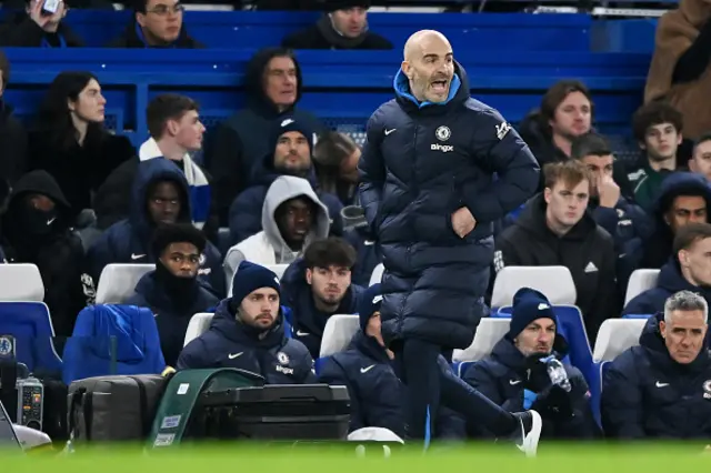 Enzo Maresca manager of Chelsea looks on