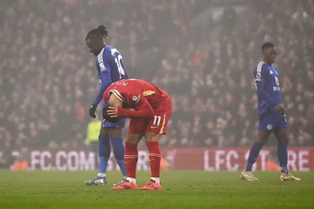 Mohamed Salah of Liverpool reacts