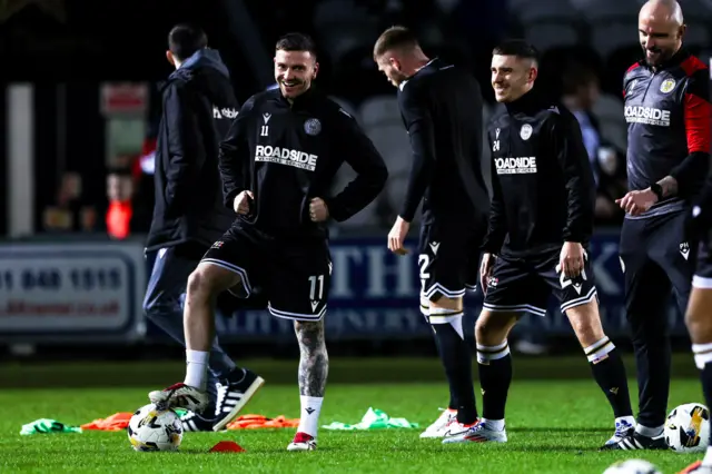 Greg Kiltie smiles during St Mirren's warm-up