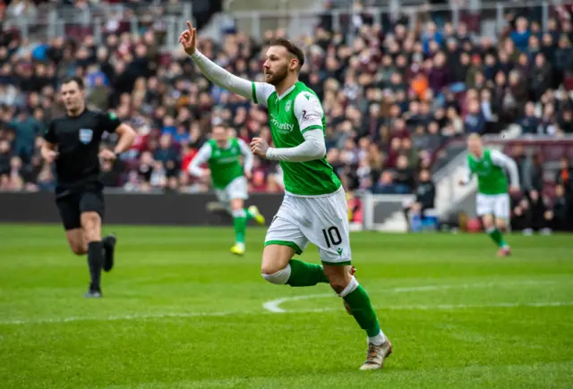 Martin Boyle celebrates at Tynecastle on Boxing Day 2019