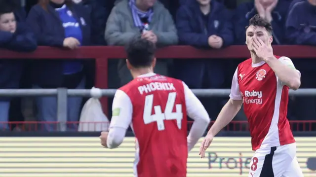 Matty Virtue celebrates for Fleetwood v Chesterfield