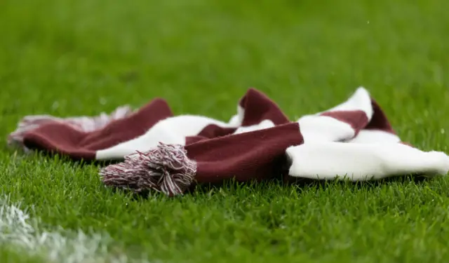 A discarded Hearts scarf at Tynecastle