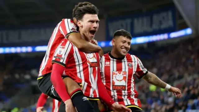 Sheffield United player celebrate